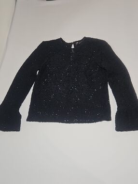 Zara Woman Black Crochet Sweater Top